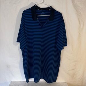 Nike Golf Dri-Fit Navy Blue Striped Polo Shirt - Size XXL